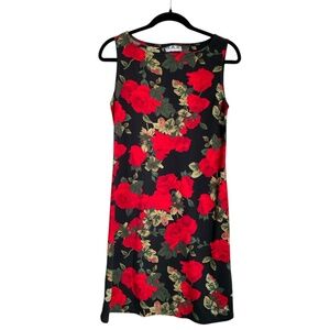 Vintage 90s G.A.S. Dress Medium Y2K Great American Sportswear Black Red Flowers